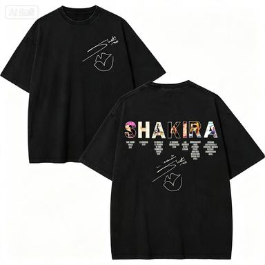 Vintage Gewaschen Shakira Las Mujeres Ya No Lloran Welttournee 2026 Merch T-Shirts Unisex Wounisex Hohe Qualität Mode Übergroßes T-Shirt