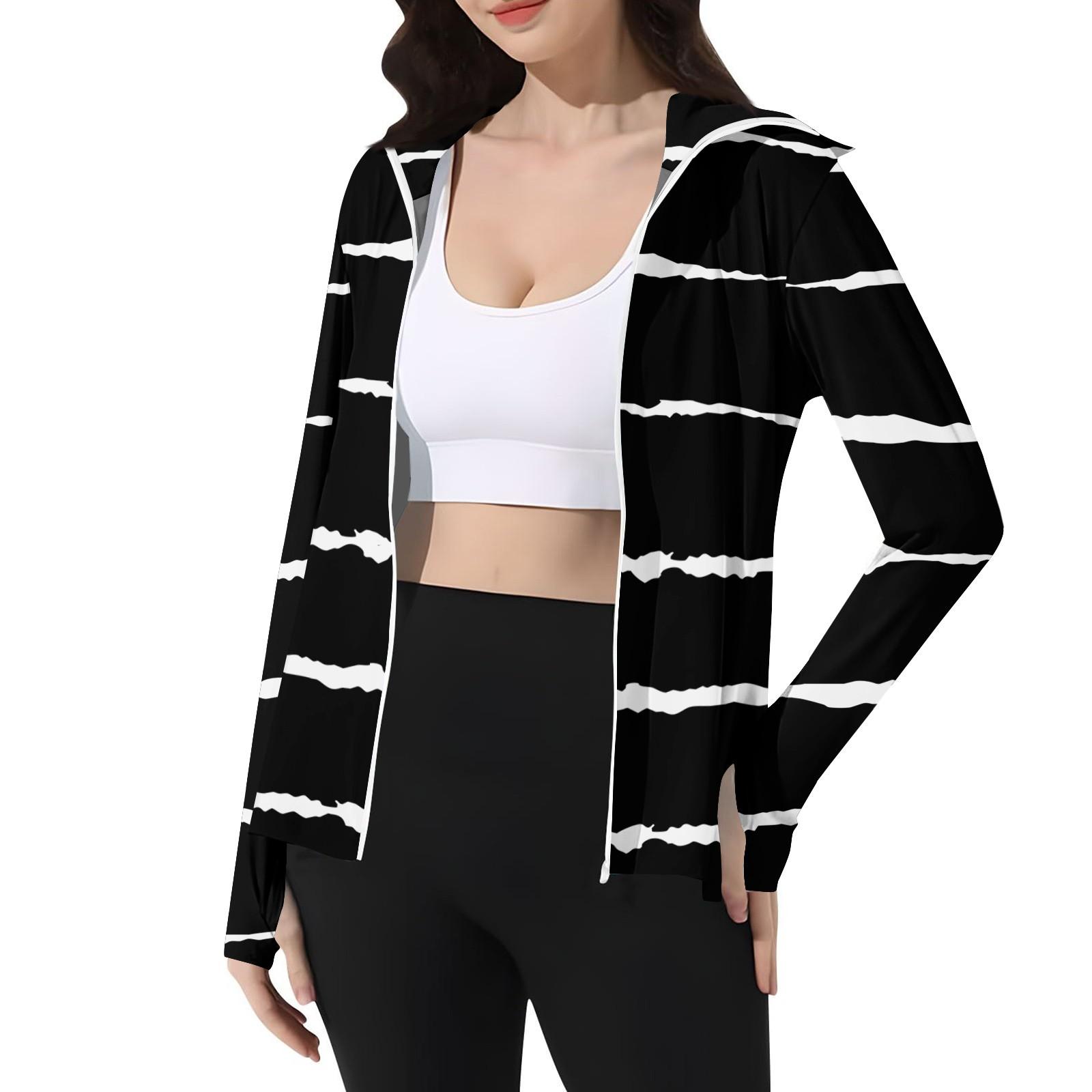 

Women s Printed Ice Silk Hooded Lightweight Long Sleeve Sun Jacket Top XXL чорний