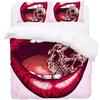 Red Lip King Queen Duvet Cover 3D Mouth Pattern Bedding Set For Adult Couples Lipstick Black Golden 2/3Pcs Polyester Quilt Cover