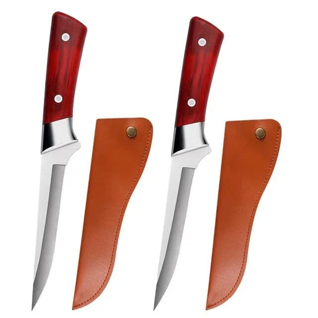 Edelstahl Ausbeinmesser Geschmiedetes Fischfiletiermesser Fleisch Fisch Schneiden Knochen Fleisch Obst Gemüse Küche Kochmesser mit Schutzhülle