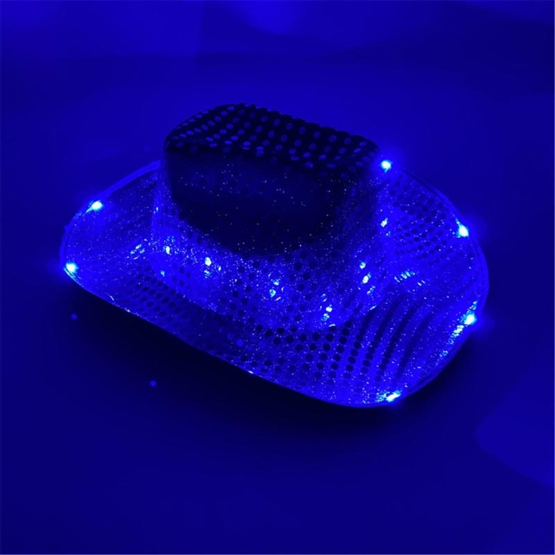 Sparkly Glowing Cowboy Hats Glinting Sequins Panama Hat for Party Halloween