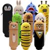 1pc Silicone Pencil Case Animal Shape Stand Up Pen Case Cute Pen Container Office Use
