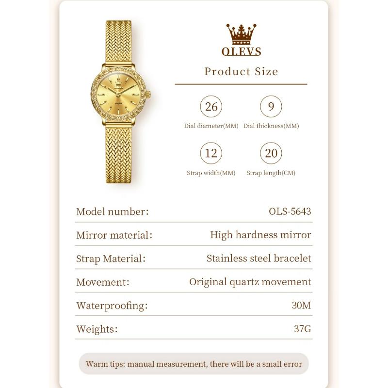 OLEVS Women's Watches Simple Fashion Original Watch Stainless Steel Mesh Strap Waterproof Luminous Watches For Women