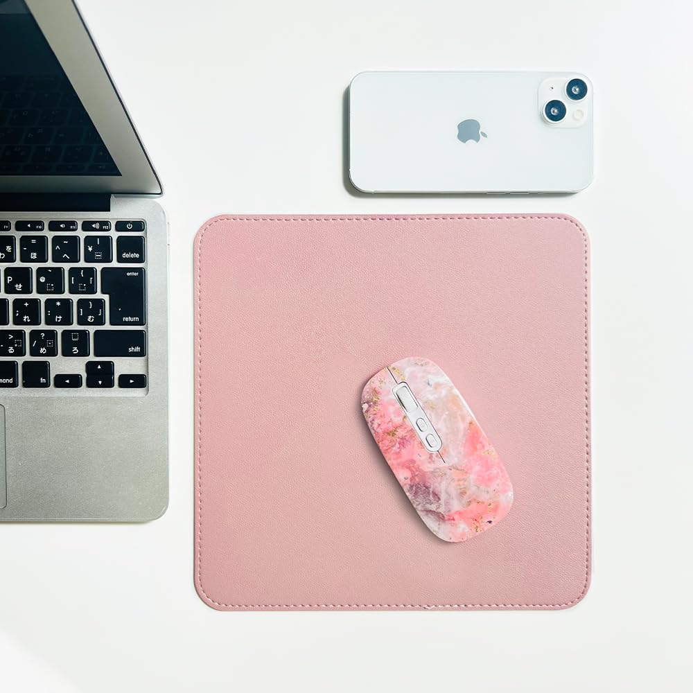 Wendbares Mauspad im Premium-Leder-Stil EGRET Einfach Stilvoll Niedlich Rosa Hell Beidseitig (matt & rosa)