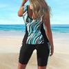 Nuevo Traje de Baño de Dos Piezas para Mujer con Tirantes Dobles Europeos y Americanos, Talla Grande, Estampado Dividido, Secado Rápido, Tipo Dividido para Nadar