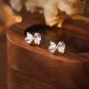 Beixi Sterling Silver Butterfly Stud Earrings with Sparkling Diamonds – Niche Design, Sweet Temperament