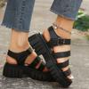 Lässige Plateau-Sandalen in großer Größe Damen 2025 neu vielseitig bequem offen Zehen Strandschuhe Sandalen