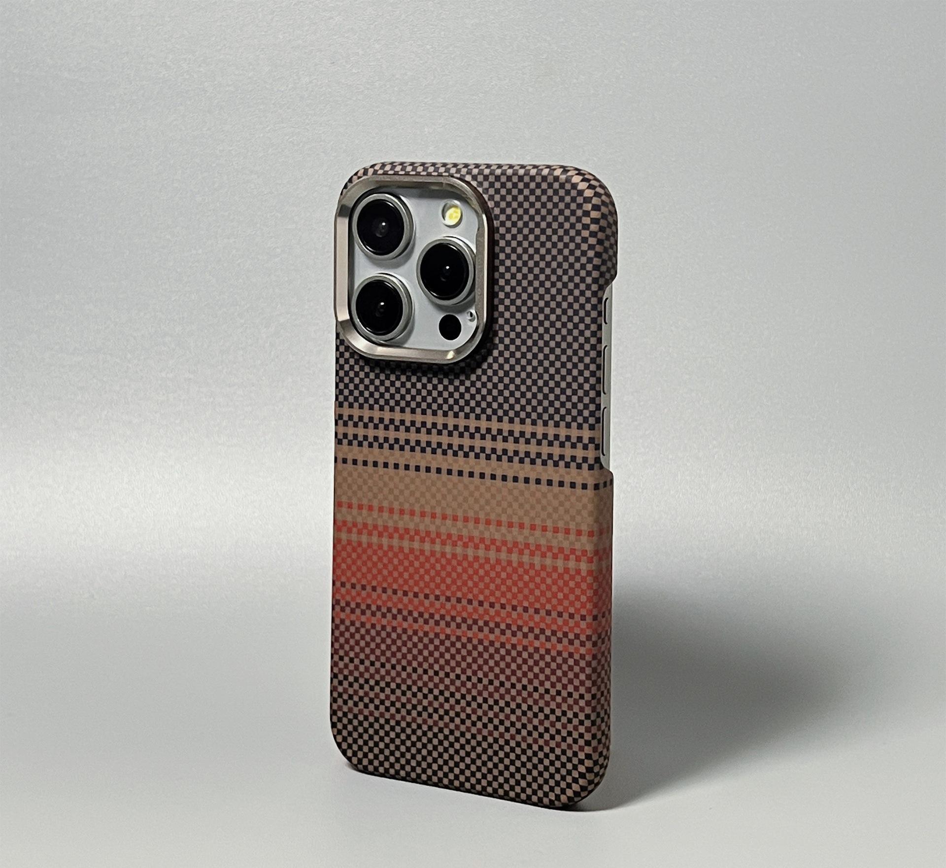 iPhone 16 Pro Max Carbon Fiber PC Half-Wrapped Magnetic Drop-Proof Case for iPhone 15/14 14 Pro Max