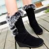 2025 Wedge Heels Cotton Boots Fashion 6cm High Heels Women Mid-calf Boots Winter Thick Plush Warm Short Boots  Lady Long Boots