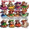 Yousheng 12 Pcs Mexican Dancing Girls Ornament Cinco De Mayo Hanging Decoration Wooden Fiesta Mexico Ornament for Carnivals Party Favors Home Tree