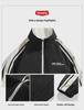 Hong Kong Style Men's Striped Two-Sided Stand-Up Collar Jacket - Casual Loose Fit for Spring and Autumn