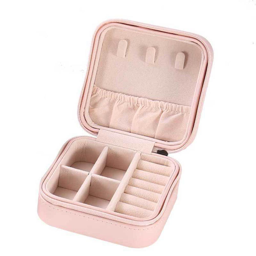 Portable Leather Jewelry Storage Box - Travel Organizer for Earrings, Necklace & Ring