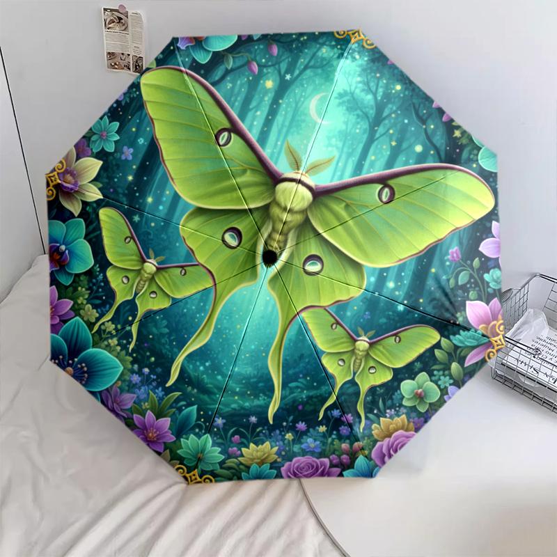 1 PC Automatic Folding Umbrella - 3D Butterfly Pattern, Portable & Foldable Design with 8 Ribs, Christmas Birthday Gifts