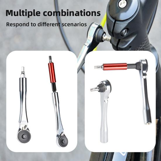 1 Set Bicycle Magnetic Ratchet Wrench Tools Kit with 12 Bits Extension Rod MTB Mountain Road Bike Repair Maintenance Tools