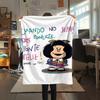 1PC Mafalda Print Flannel Blanket, High quality Comfortable for All Seasons, Home Decor, Warmth and Comfort, Perfect for Christmas Gifts 79