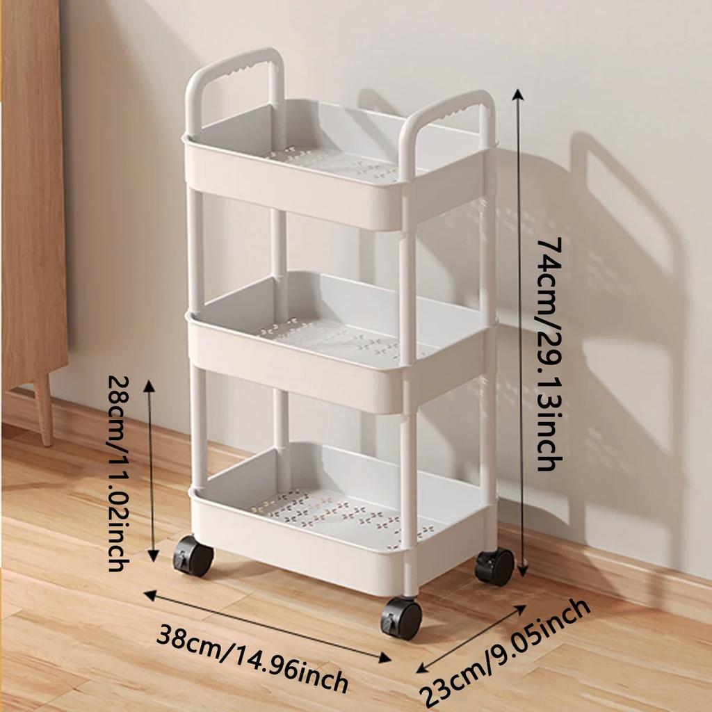 1pc-Handcart Storage Rack Kitchen Bedroom Bathroom Floor Standing Multi-layer Storage Rack