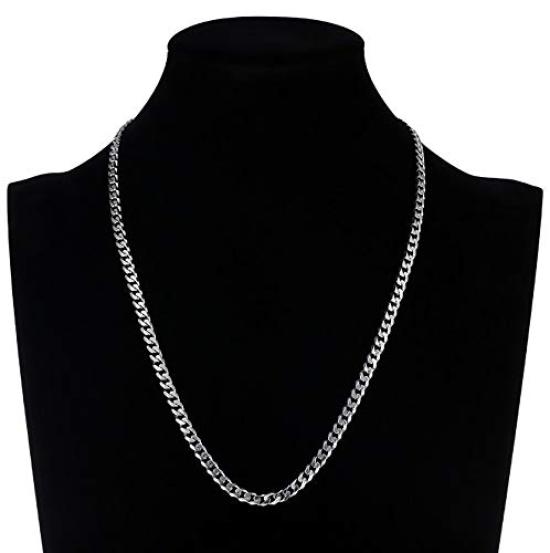 Collier Argenté rplanning avec Chaîne Maille Forçat, Design Simple, Accessoire pour Hommes et Femmes