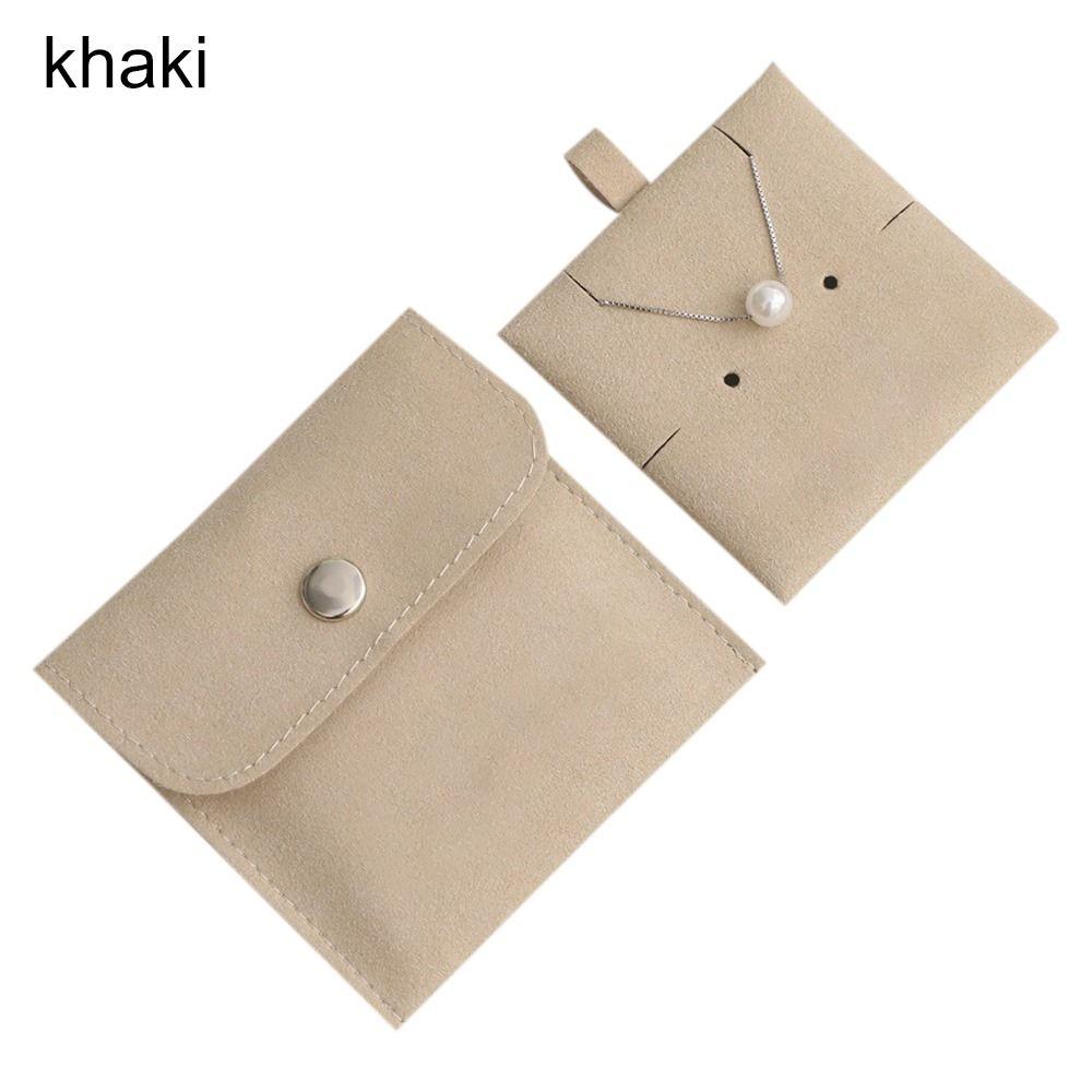 Microfiber Gift Jewelry Bag Snap Button Packaging Pouch Necklace Earrings Bracelet Storage Pouch