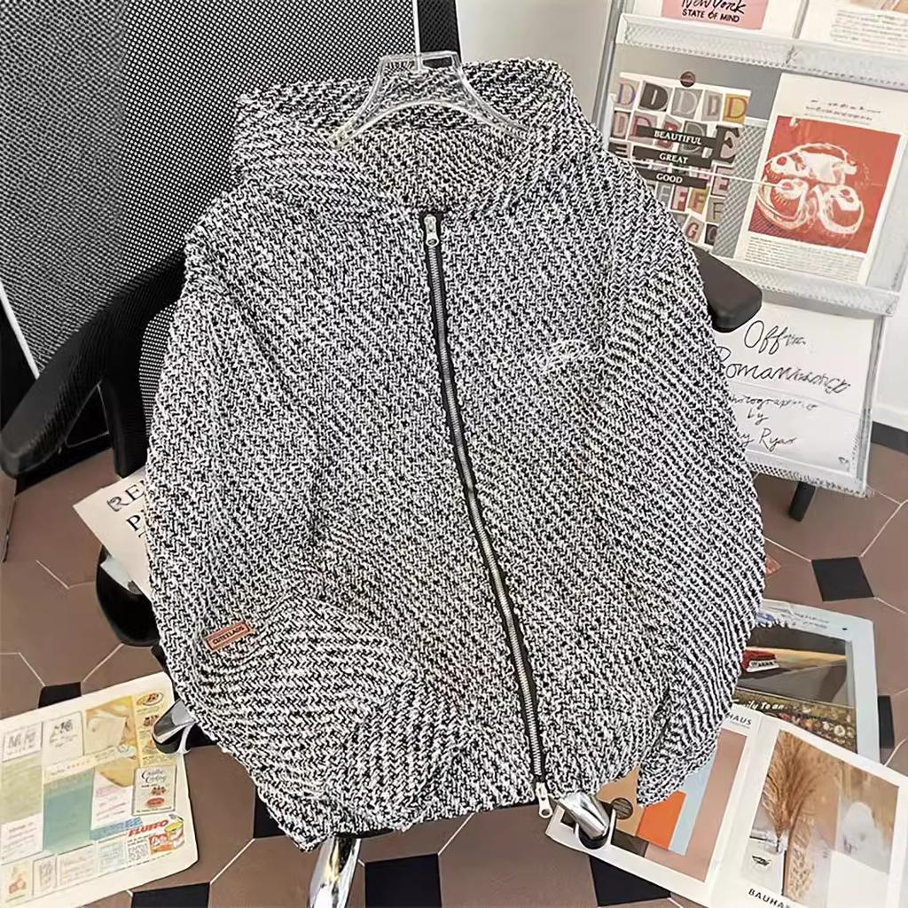 Double Zipper Embroidered Sweater Cardigan Men's and Women's American Year Hooded Jacket Spring and Autumn