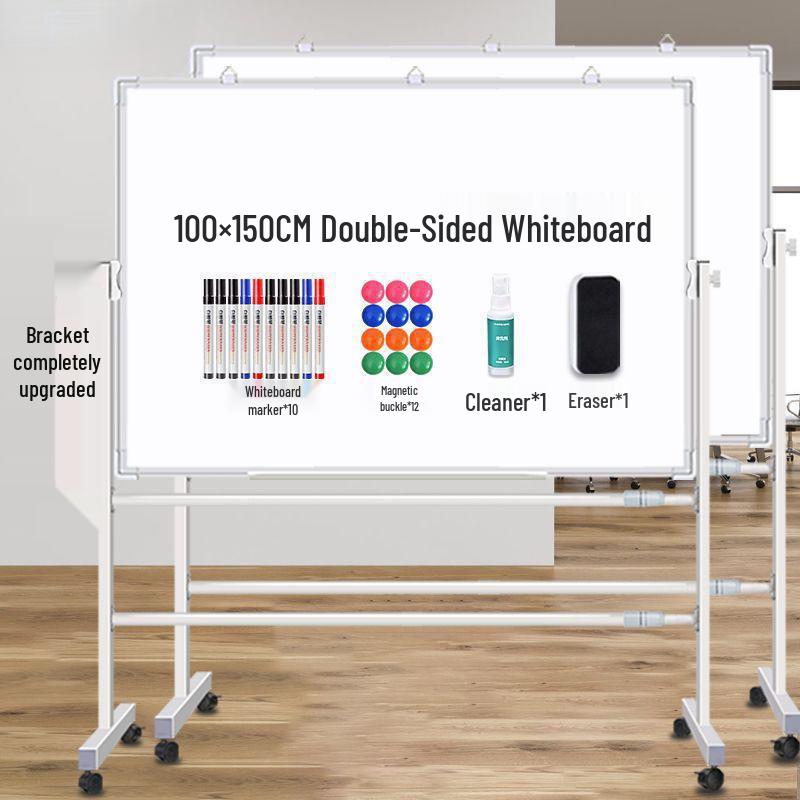Double-Sided Movable Whiteboard & Blackout Board Easel Stand for Home & Office Teaching