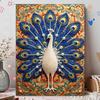 DIY Pearl Gem Elegant White Peacock Shining Bead Craft Art Home Wall Ornament Simple Unframed Room Decoration Art Modern Exquisite Mural Decor