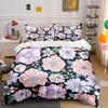 Illustrated Floral And Leaf Print Bedding Set For Kids Luxury Gift 3Pcs Digital Print Comforter Set Soft Comfortable Breathable