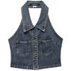 Fashion Style 2024 Summer New Arrival Women's Clothing Stylish Easiest for Match Halter Backless Denim Shirt Uwv840143