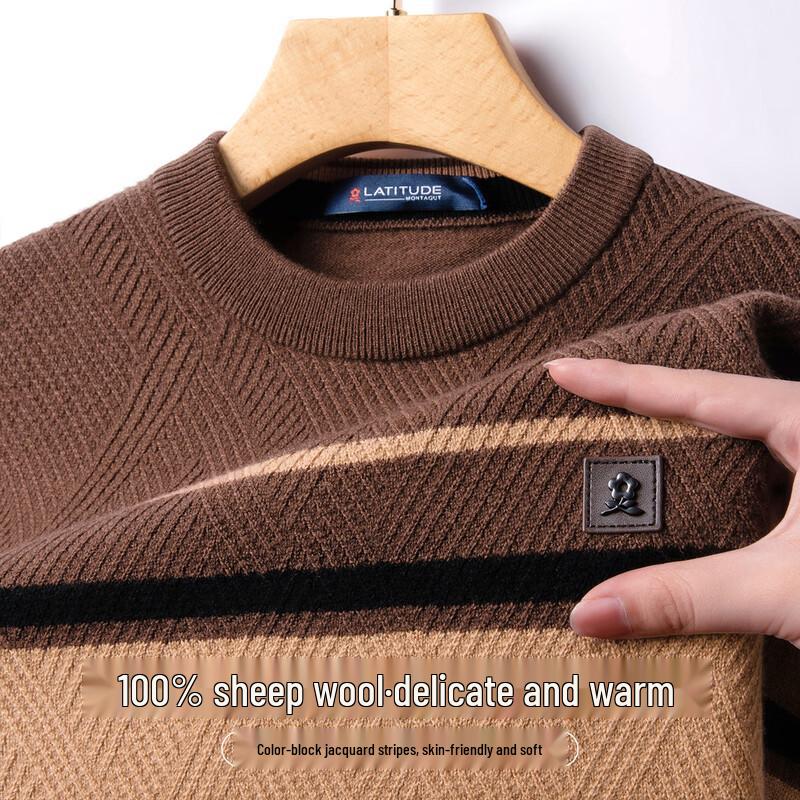 MONTAGUT Men s Winter Merino Wool Sweater L