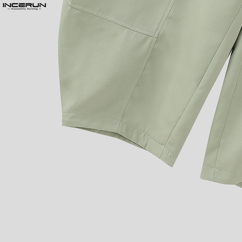 INCERUN Men Zip-up Waist Casual Baggy Drop-crotch Pants Long Trousers