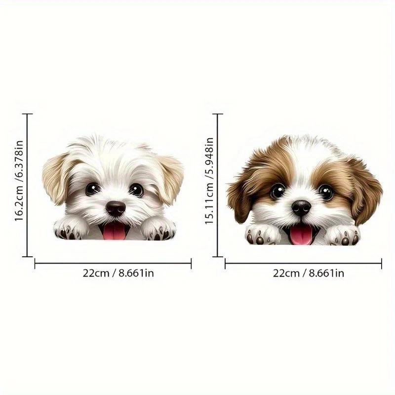 1PC Cartoon Dog Stickers, Double Sided Waterproof Matte Vinyl Animal Decals for Car Window Interior & Exterior Auto Decor
