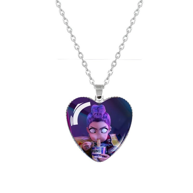 Anime K-pop Demon Heart Shape Pendant Necklace Cartoon Character Idol Jewelry Gifts