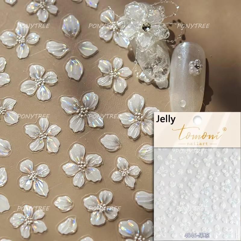 Embossed Flower Pink Butterfly Lucky Peach Blossom Chic Spring Petal 5D Soft Relief Adhesive Nail Art Stickers Manicure Decals