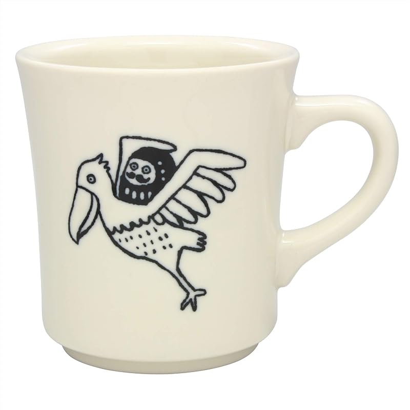 Mino Ware Daruma and Shoebill Mug, White K13302