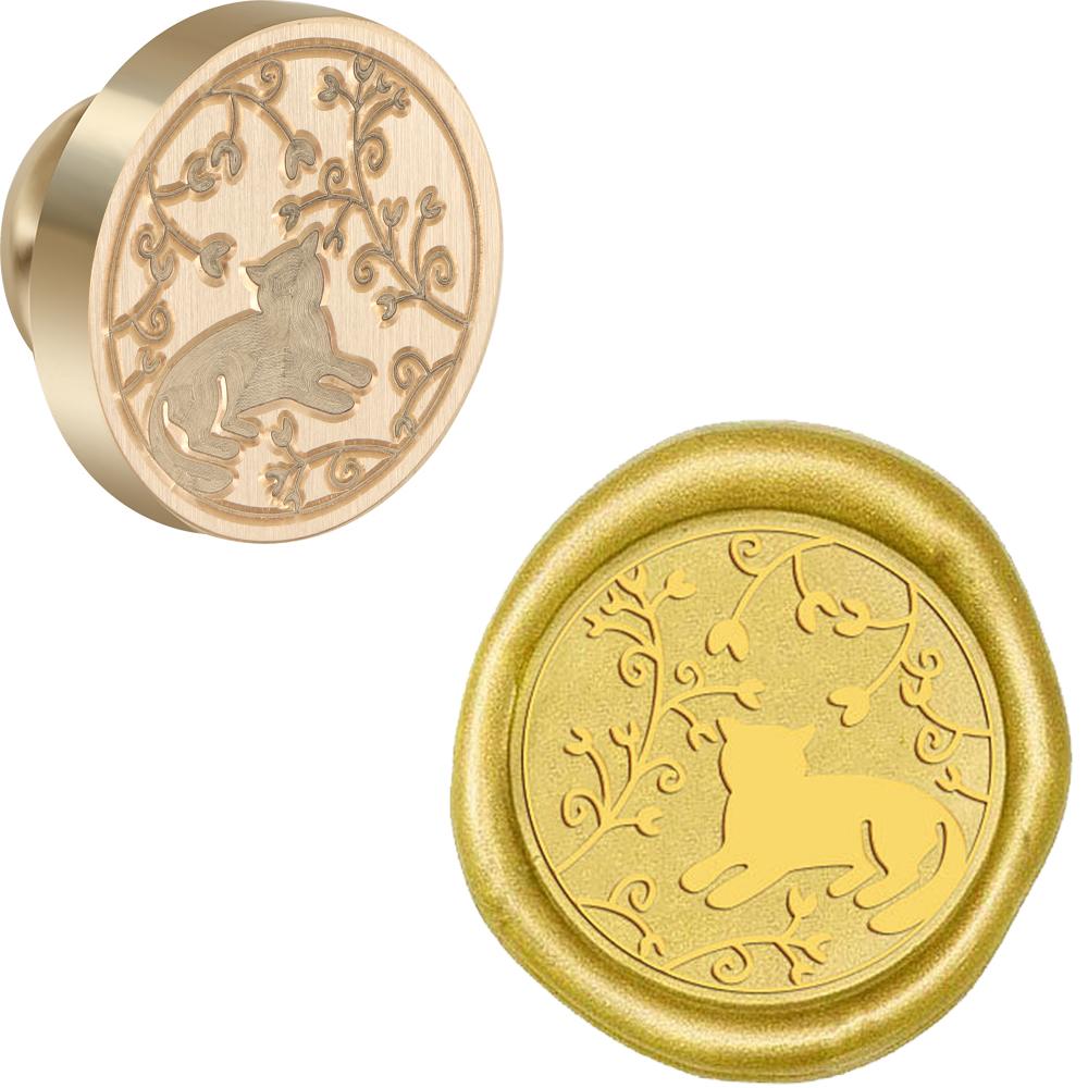 Cat Series Wax Seal Stamp Animals Pattern Sealing Wax Stamp 25mm Removable Brass Head for Envelope Card Package Decoration