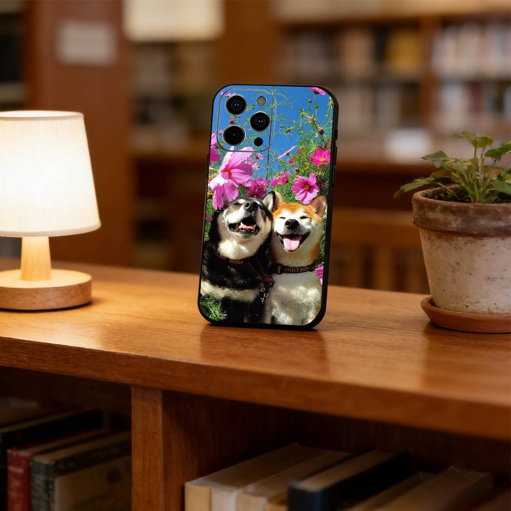Sunset & Dog Phone Case Phone Case For iPhone 17,16,15,14,13,12,11 Plus,Pro Max,XS,Soft Silicone Black Cover iPhone13