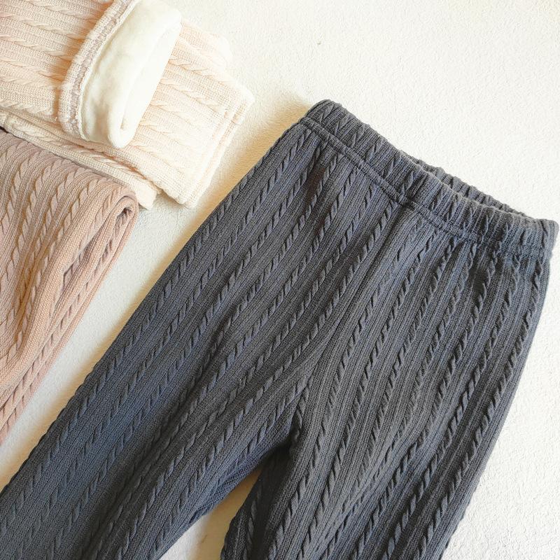Girls' Autumn and Winter Comfortable Solid Color Bottom Pants Thickened Slim Warm Pants