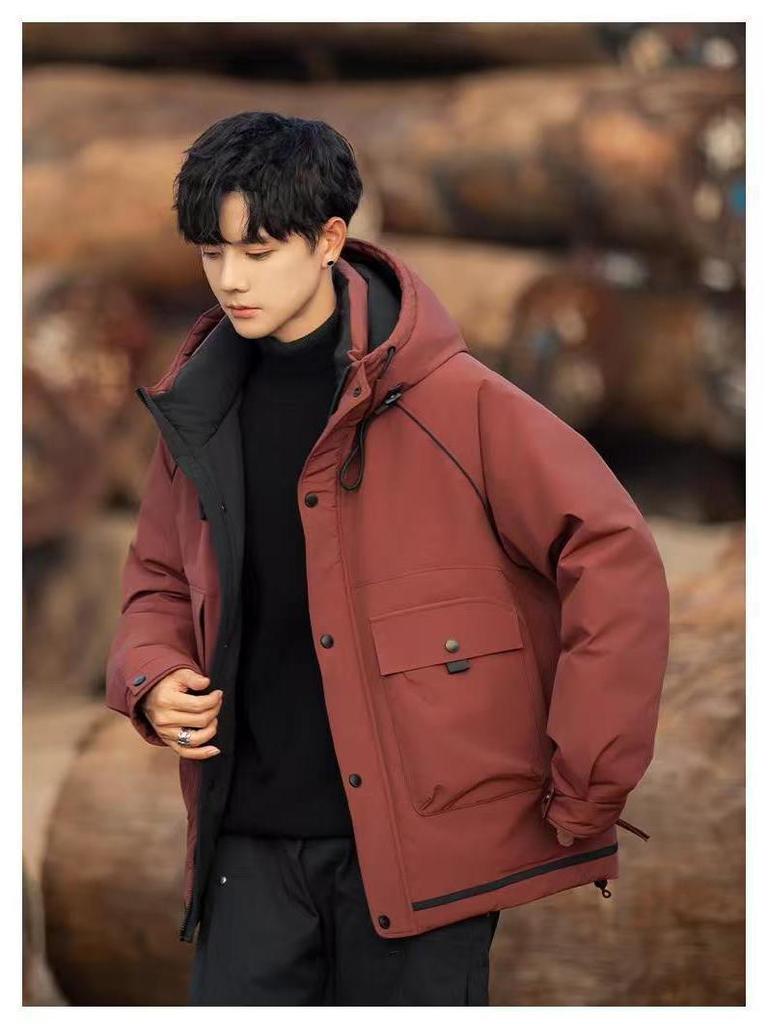 2025 Herr Huvförsedd Dun Vindjacka: Vintervärme & Stil
