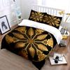 Golden Floral Decorative Three-Piece Soft Comfortable Duvet Cover Bedding Set Included 1*Duvet Cover & 2*Pillowcases gift