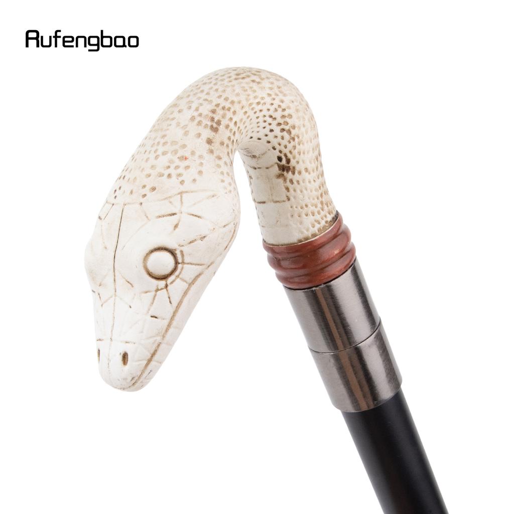 White Resin Snake Cobra Python Head Walking Cane Fashion Decorative Steel Stick Gentleman Elegant Cosplay Cane Knob Crosier 93cm
