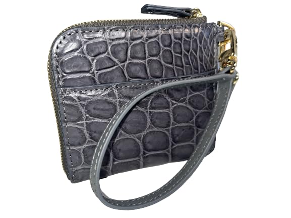 

Compact Mini Wallet Zipper Type with Handbag Genuine Crocodile Leather 333 [GUODI] L-shaped [GUODI] (Gray)