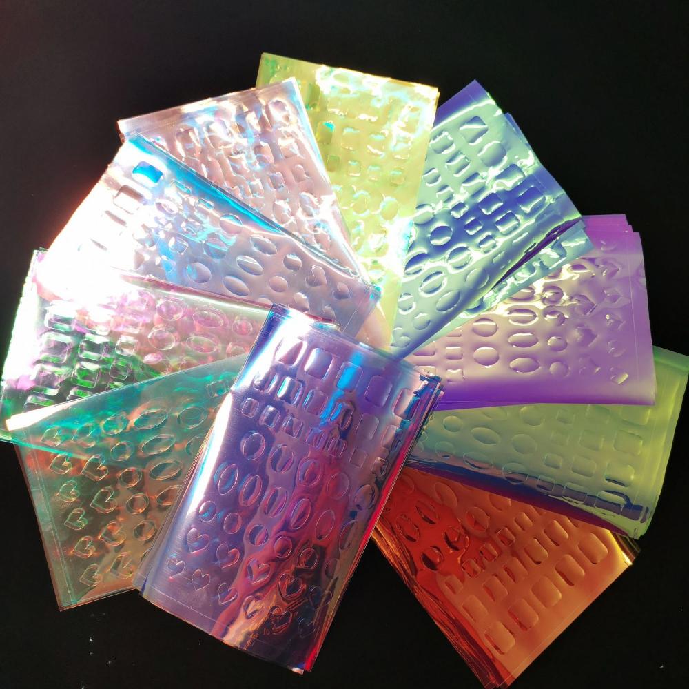 11Pcs/set Korean Trendy Manicure Holographic Self-Adhesive Aurora Ice Cube Nail Sticker