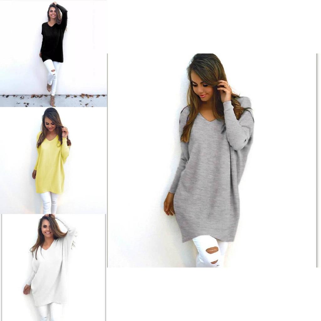 Sweet Girly Vneck Pullover Long Sleeve Top Womens Slim Fit Polyester Autumn Casual