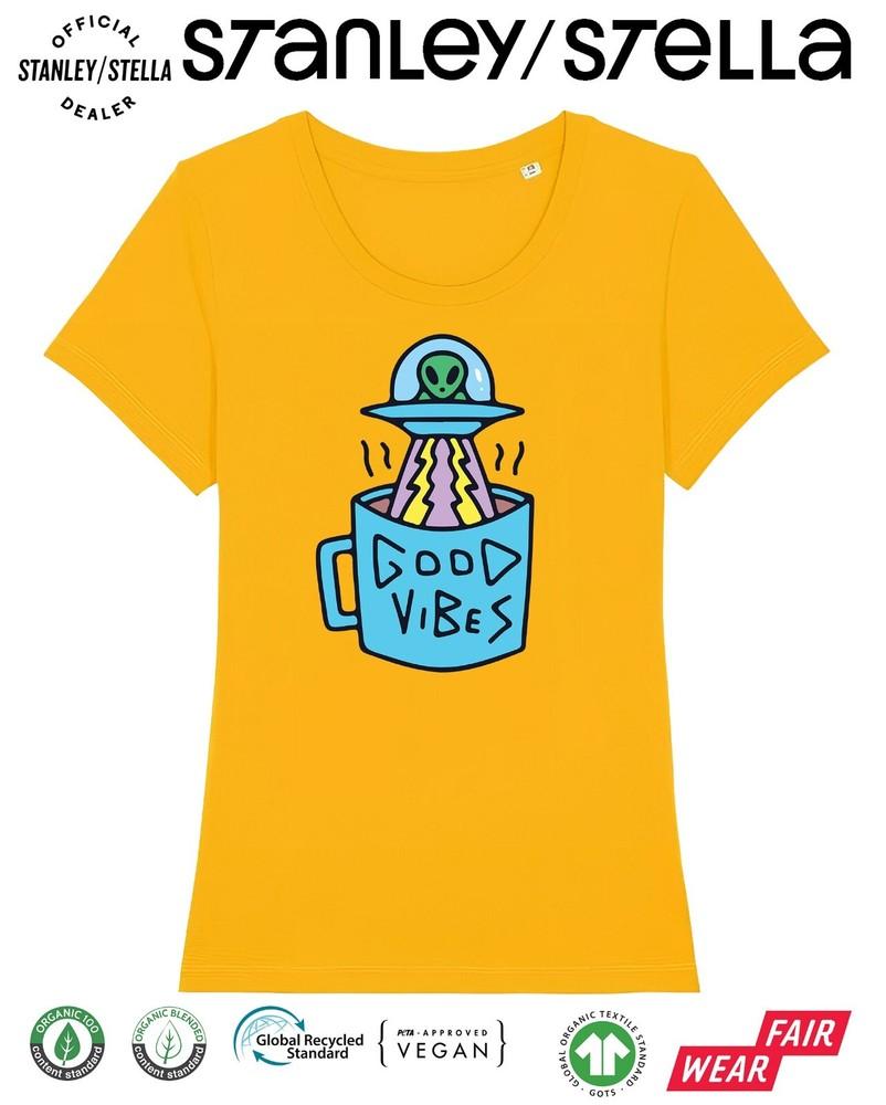 

Женская футболка ALIEN Good Vibes Вторжение НЛО Премиум качество Пришельцы L