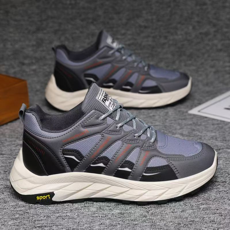 

Весенние и летние мужские туфли из сетчатой ткани, дышащие, модные, простые, модные туфли на платформе, молодежные, тигровые, детские, высокие, мужские спортивные туфли на платформе 39 серый