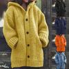 Kapuzenpullover, einfarbig, Taschen, warm, einreihig, mittellang, Strickjacke, Streetwear