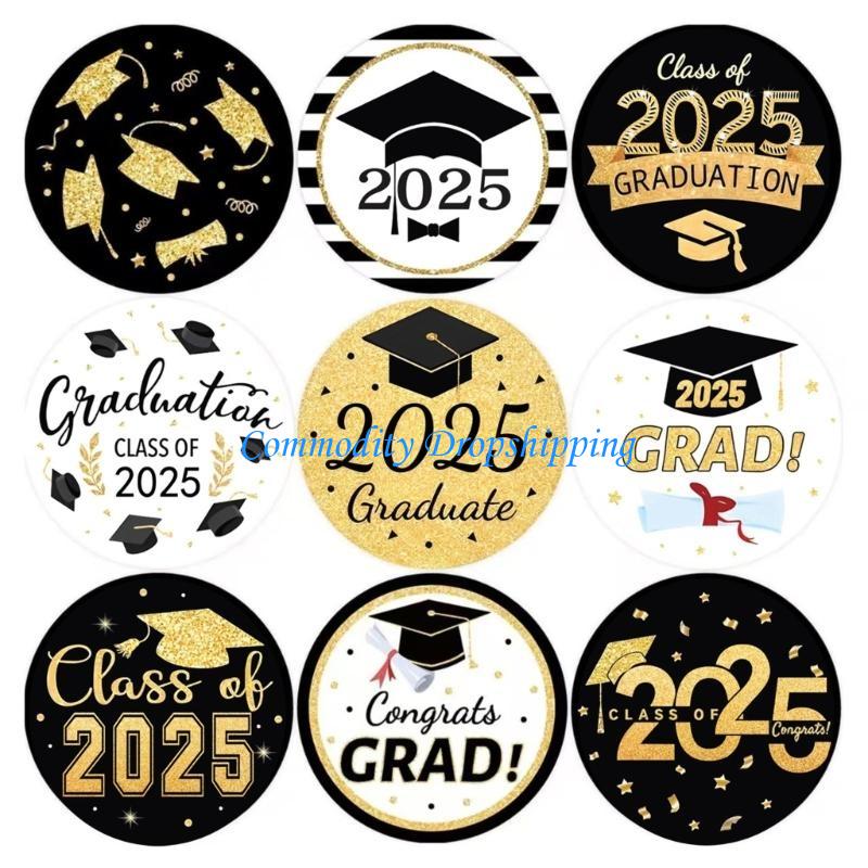 Y5JC 500Count Class Of 2025 Graduation Themed Sticker 1.5Inch Adhesive Label For Seal Envelope Card Packaging Decoration