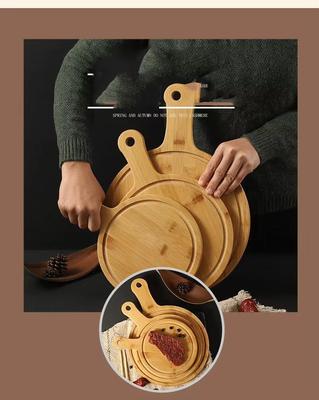 Wooden Pizza Board 1PC Round Baking Pan Cutting Board Platter Cake Vegetable Tray Cheese Board Multi-purpose Kitchen Gadgets