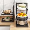 1 piece of highly adjustable three-layer and four-layer pot rack, storage rack, and kitchen utensil storage rack under