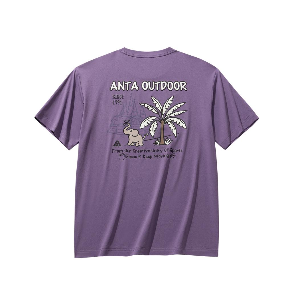 Anta Outdoors Short Sleeve Knitted T-Shirt Summer 2026 Unisex Tops Dark-Gray Purple 972626101-4