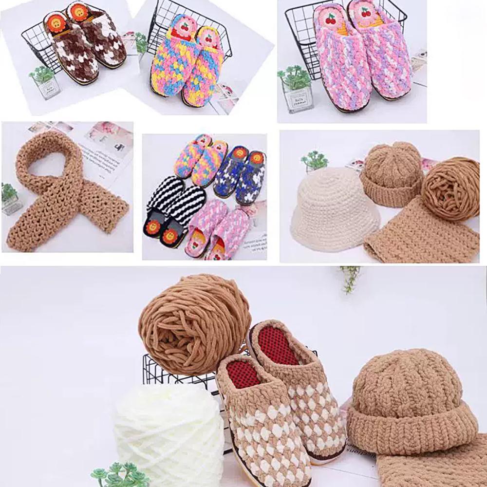 6Rolls DIY Soft Warm Snuggly Chenille Yarn, Velvet Iceland Puffy Yarn, Perfect for Knitting Crochet Sweater, Hat, Scarf, Blanket